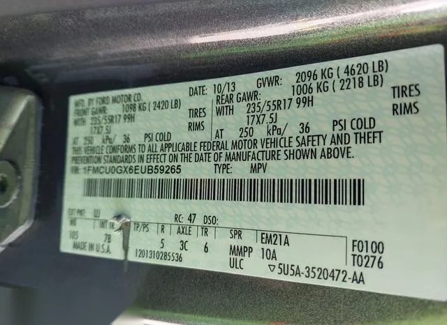 1FMCU0GX6EUB59265 2014 2014 Ford Escape- SE 9