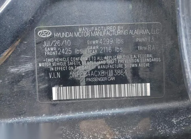 5NPEB4ACXBH113864 2011 2011 Hyundai Sonata- Gls 9