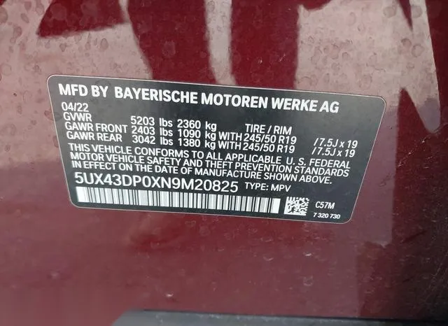 5UX43DP0XN9M20825 2022 2022 BMW X3- Sdrive30I 9