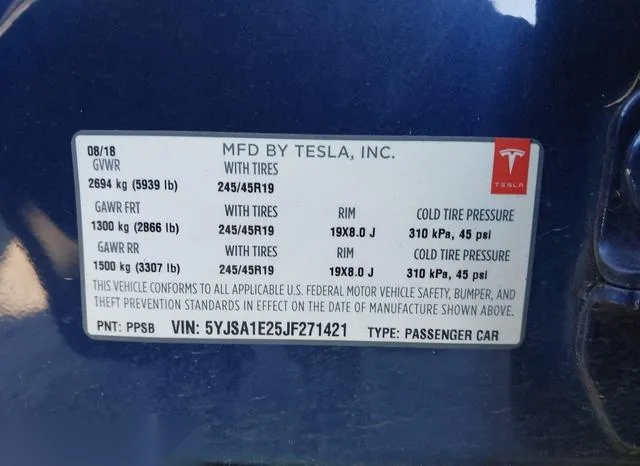 5YJSA1E25JF271421 2018 2018 Tesla Model S- 100D/75D/P100D 9