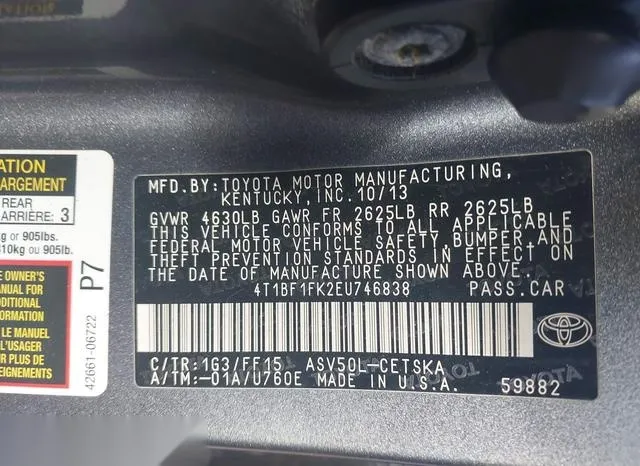 4T1BF1FK2EU746838 2014 2014 Toyota Camry- L/Le/Xle/Se/Se Sport 9