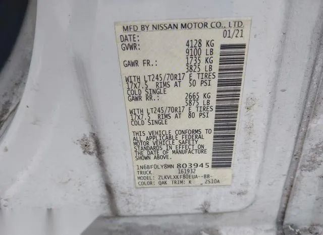 1N6BF0LY8MN803945 2021 2021 Nissan Nv Cargo Nv2500 Hd- Sv H 9