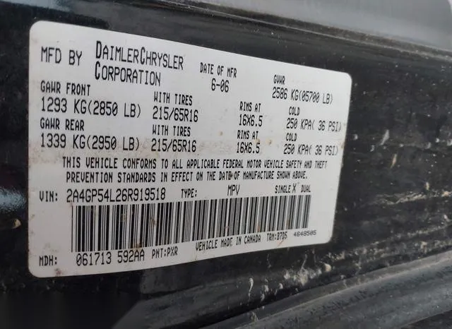 2A4GP54L26R919518 2006 2006 Chrysler Town and Country- Touring 9