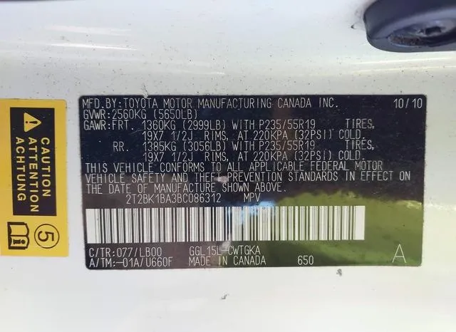 2T2BK1BA3BC086312 2011 2011 Lexus RX- 350 9