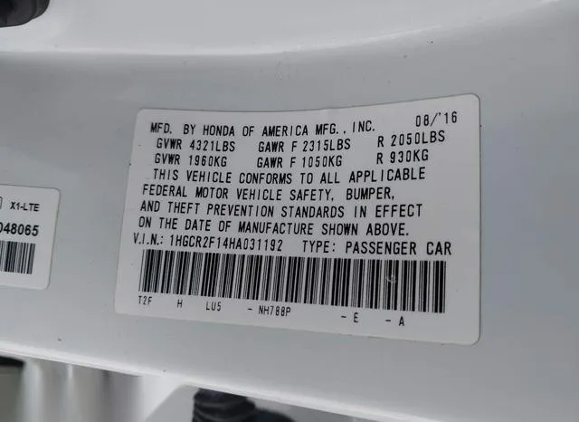 1HGCR2F14HA031192 2017 2017 Honda Accord- Sport Se 9