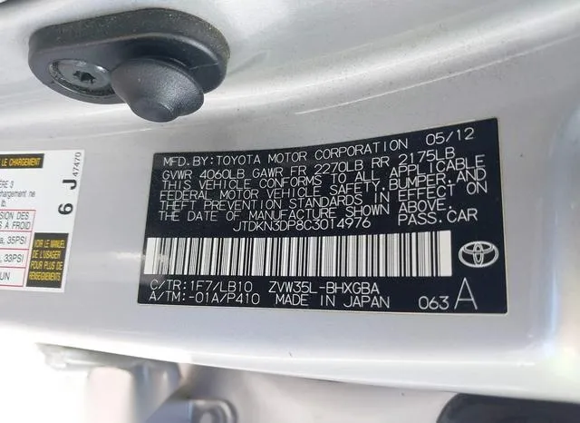 JTDKN3DP8C3014976 2012 2012 Toyota Prius- Plug-In Advanced 9