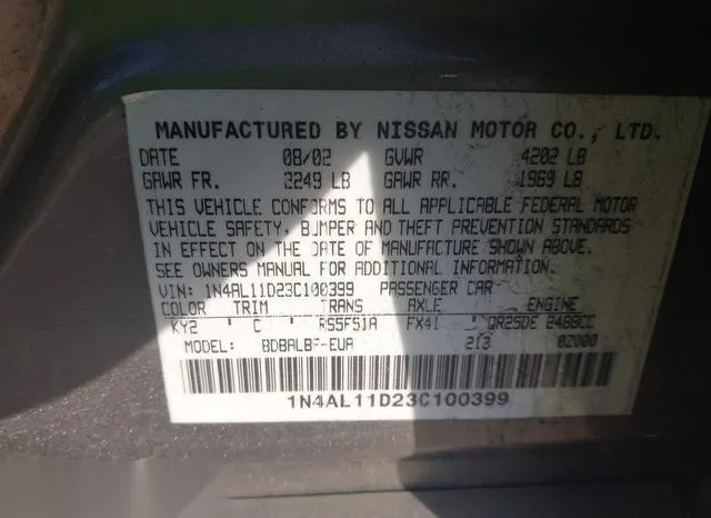 1N4AL11D23C100399 2003 2003 Nissan Altima- 2-5 S 9