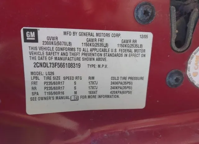 2CNDL73F566108319 2006 2006 Chevrolet Equinox- LT 9