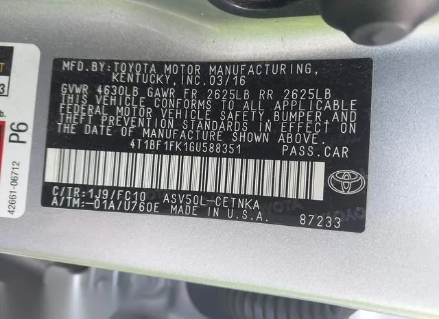 4T1BF1FK1GU588351 2016 2016 Toyota Camry- LE 9