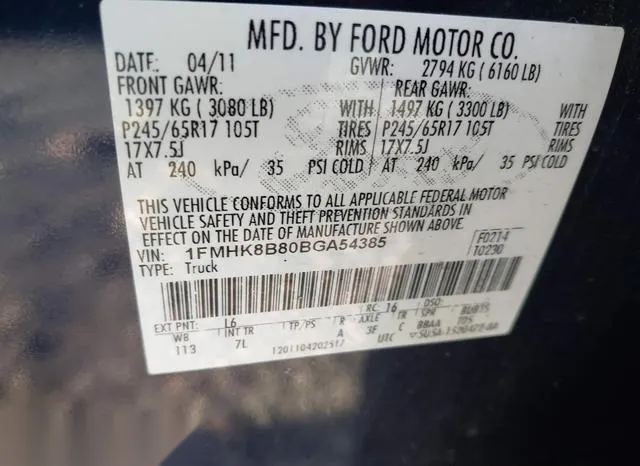 1FMHK8B80BGA54385 2011 2011 Ford Explorer 9