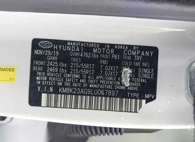 KM8K23AG9LU067897 2020 2020 Hyundai Kona- Electric Sel 9