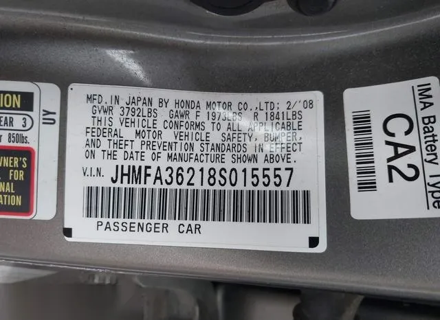 JHMFA36218S015557 2008 2008 Honda Civic- Hybrid 9