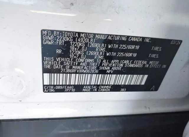 2T3B6RFVXRW062836 2024 2024 Toyota RAV4- Hybrid Xle Premium 9