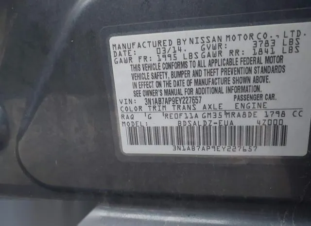 3N1AB7AP9EY227657 2014 2014 Nissan Sentra- SV 9