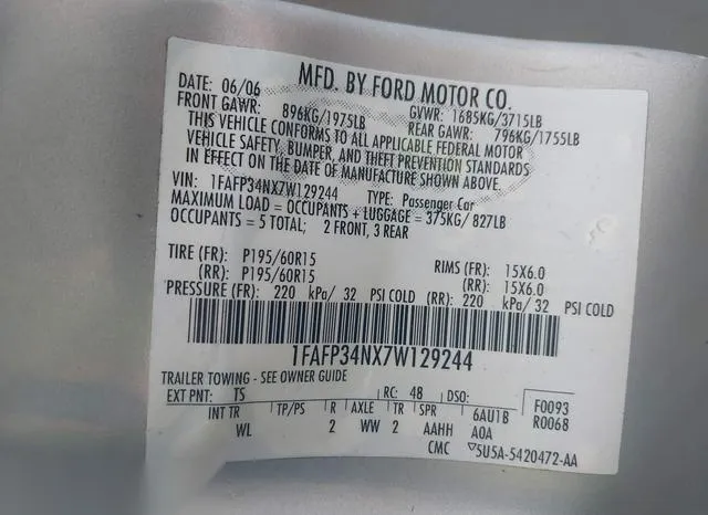 1FAFP34NX7W129244 2007 2007 Ford Focus- S/Se/Ses 9