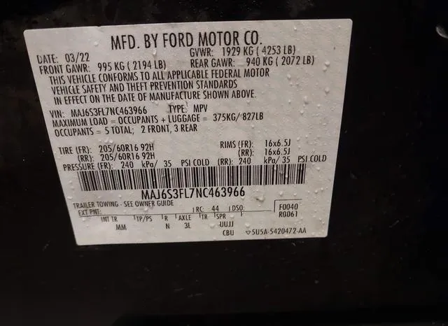 MAJ6S3FL7NC463966 2022 2022 Ford Ecosport- S 9