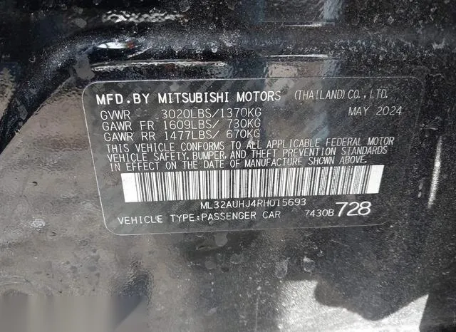 ML32AUHJ4RH015693 2024 2024 Mitsubishi Mirage- Es/Le 9