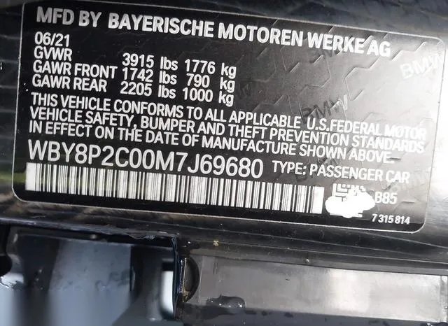 WBY8P2C00M7J69680 2021 2021 BMW I3- 120AH 9