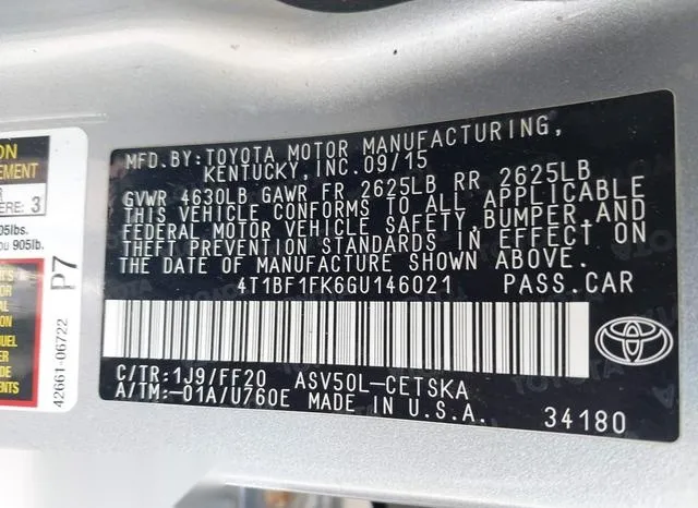 4T1BF1FK6GU146021 2016 2016 Toyota Camry- SE 9