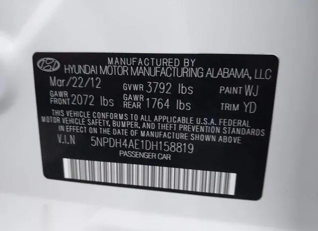 5NPDH4AE1DH158819 2013 2013 Hyundai Elantra- Gls 9