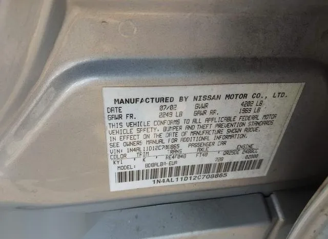 1N4AL11D12C708865 2002 2002 Nissan Altima- 2-5 S 9