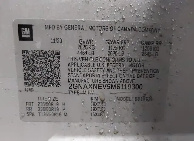 2GNAXNEV5M6119300 2021 2021 Chevrolet Equinox- Fwd Premier 9