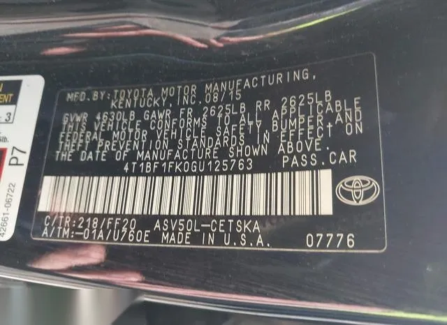 4T1BF1FK0GU125763 2016 2016 Toyota Camry- SE 9