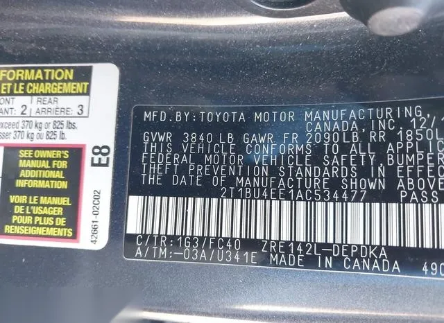 2T1BU4EE1AC534477 2010 2010 Toyota Corolla- LE 9