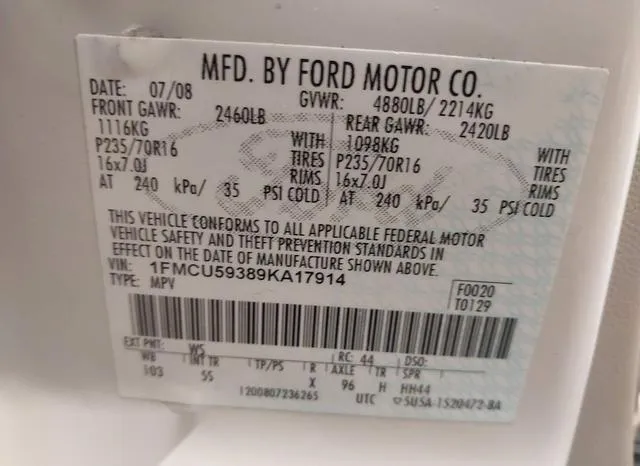 1FMCU59389KA17914 2009 2009 Ford Escape Hybrid- Limited 9