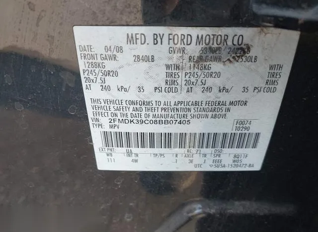 2FMDK39C08BB07405 2008 2008 Ford Edge- Limited 9