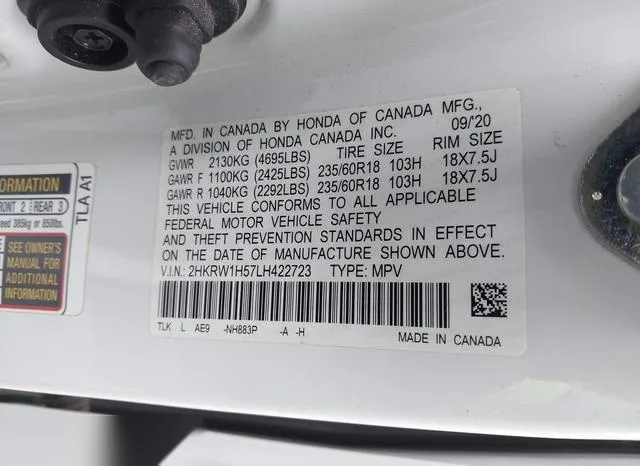 2HKRW1H57LH422723 2020 2020 Honda CR-V- 2Wd Ex 9