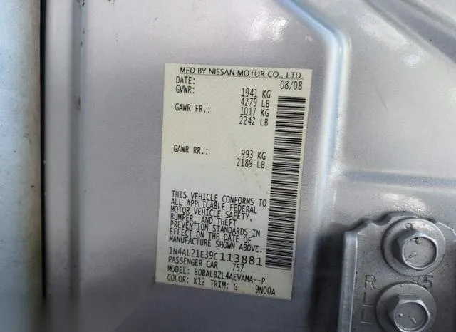 1N4AL21E39C113881 2009 2009 Nissan Altima- 2-5 S 9