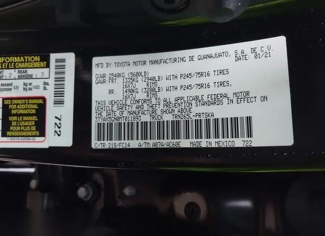 3TYAX5GN0MT011893 2021 2021 Toyota Tacoma- SR5 9