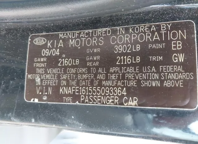 KNAFE161555093364 2005 2005 KIA Spectra- 5 Door 9