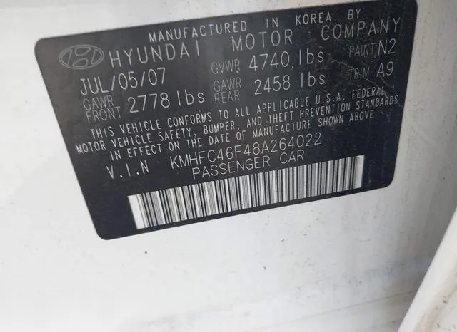 KMHFC46F48A264022 2008 2008 Hyundai Azera- Limited 9