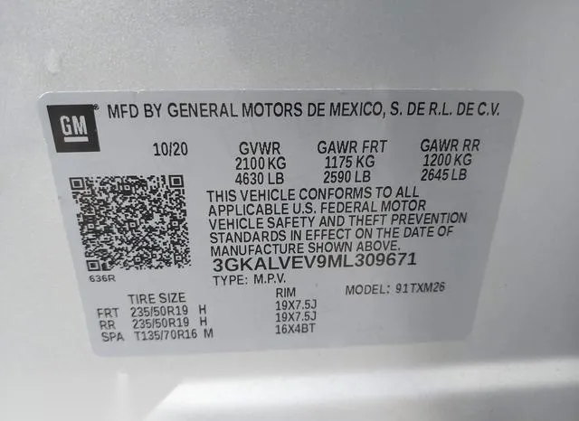 3GKALVEV9ML309671 2021 2021 GMC Terrain- Awd Slt 9