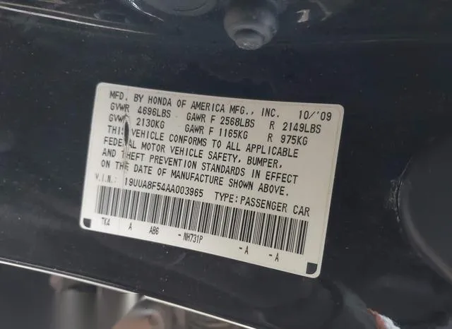 19UUA8F54AA003965 2010 2010 Acura TL- 3-5 9