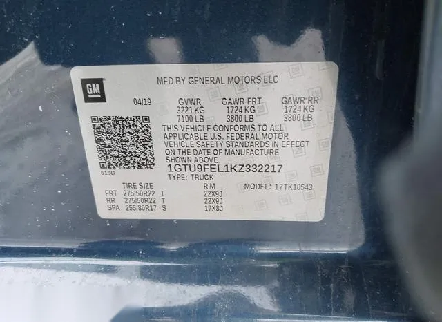 1GTU9FEL1KZ332217 2019 2019 GMC Sierra- 1500 Denali 9