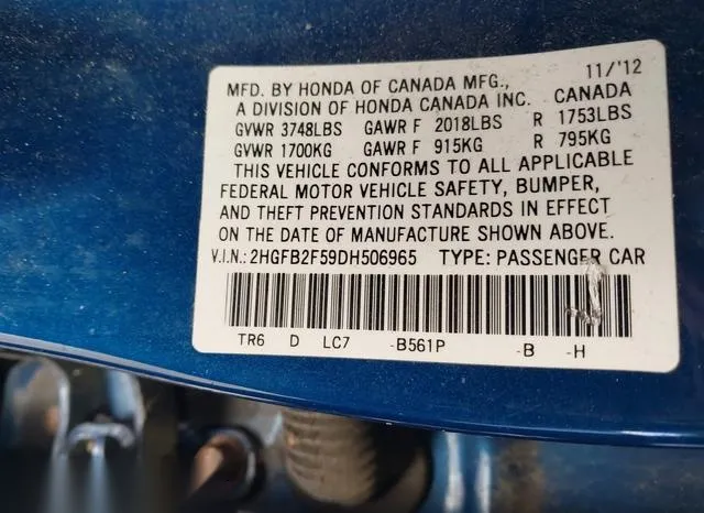 2HGFB2F59DH506965 2013 2013 Honda Civic- LX 9