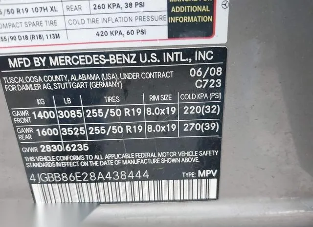 4JGBB86E28A438444 2008 2008 Mercedes-Benz ML 350- 4Matic 9