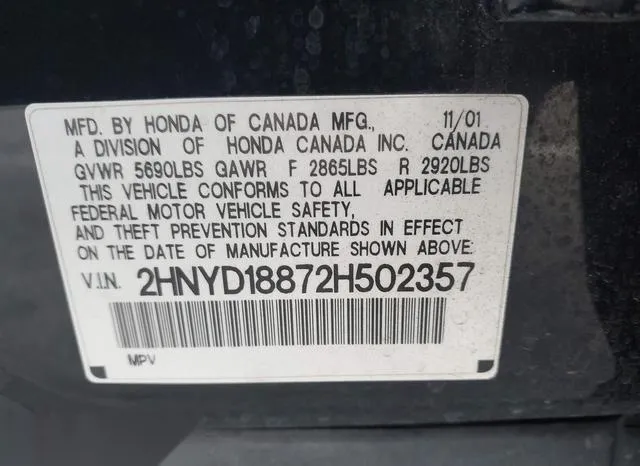 2HNYD18872H502357 2002 2002 Acura MDX 9