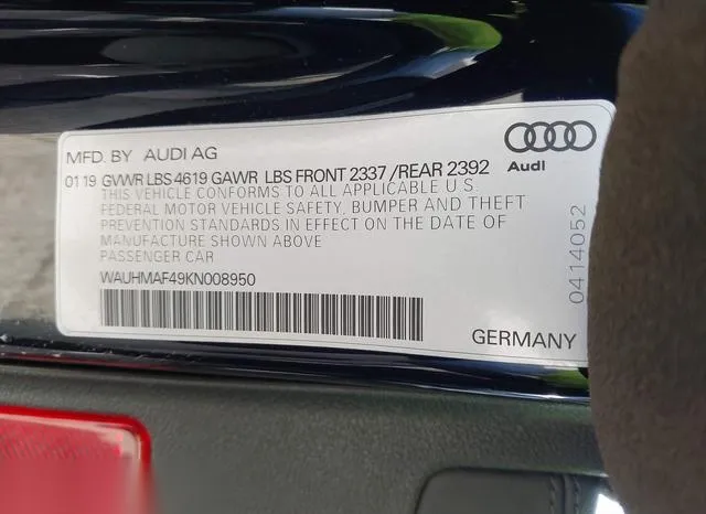 WAUHMAF49KN008950 2019 2019 Audi A4- 40 Premium 9