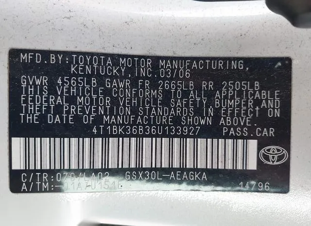 4T1BK36B36U133927 2006 2006 Toyota Avalon- Xls 9