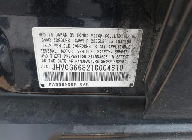 JHMCG66821C004610 2001 2001 Honda Accord- 2-3 EX 9