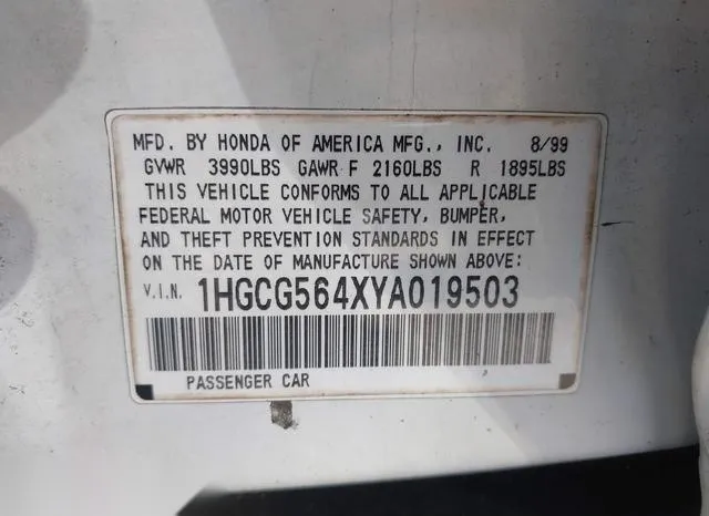 1HGCG564XYA019503 2000 2000 Honda Accord- 2-3 LX 9