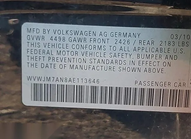 WVWJM7AN8AE113646 2010 2010 Volkswagen Passat- Komfort 9