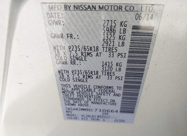 5N1AR2MM9EC710664 2014 2014 Nissan Pathfinder- S 9