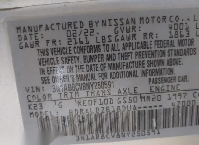 3N1AB8CV8NY250591 2022 2022 Nissan Sentra- Sv Xtronic Cvt 9