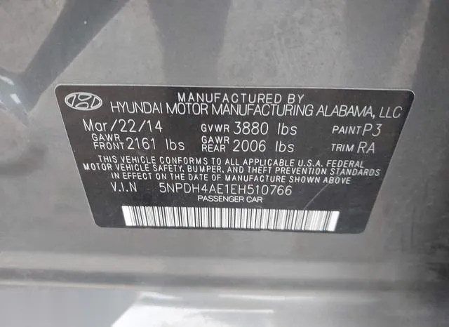 5NPDH4AE1EH510766 2014 2014 Hyundai Elantra- SE 9