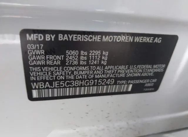 WBAJE5C38HG915249 2017 2017 BMW 5 Series- 540I 9